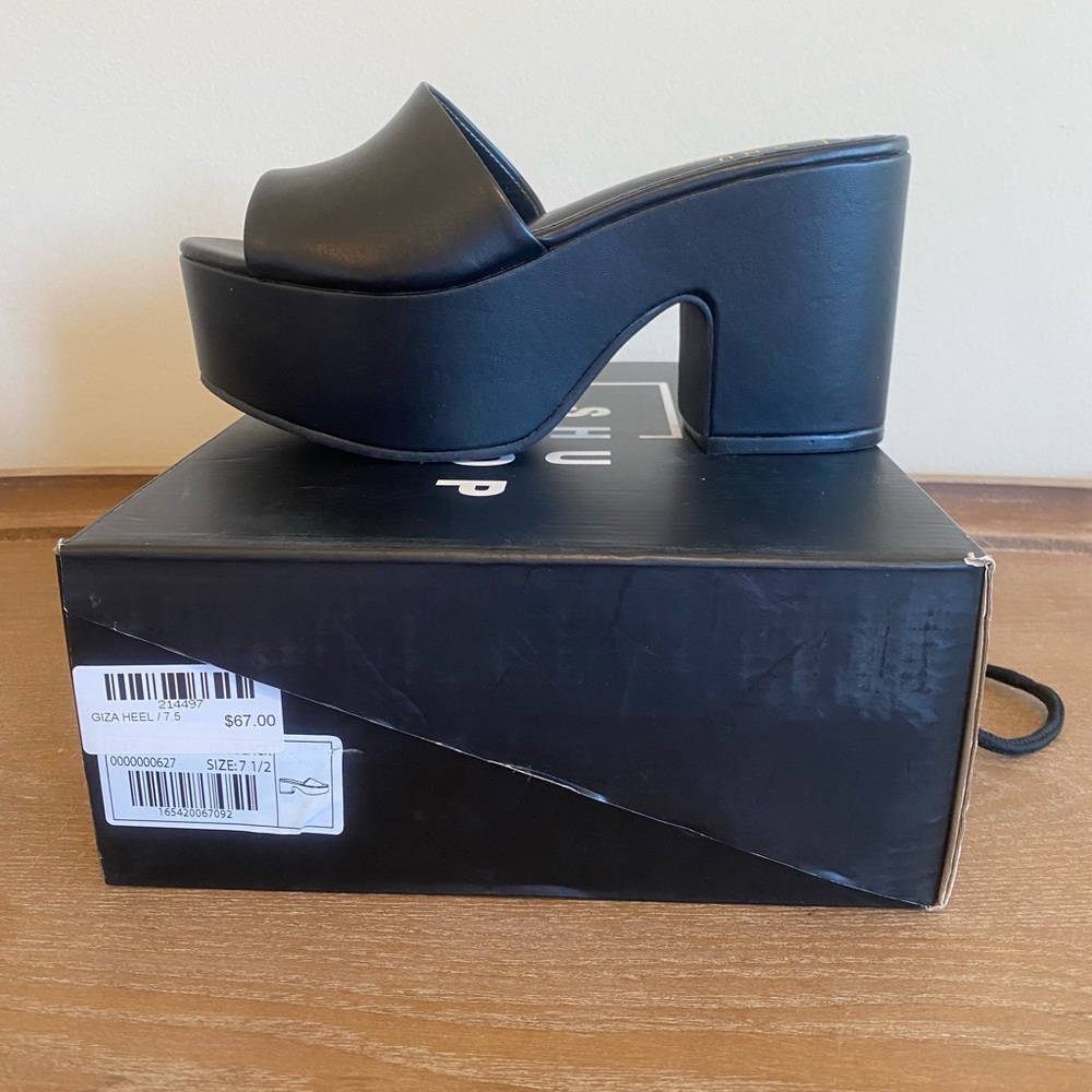 NEW! ShuShop “Giza” Platform Heel in Black